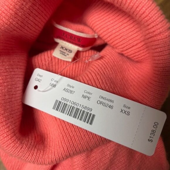 J Crew Womens Relaxed Fit Cashmere Turtleneck Sweater Size XXS Quiet Luxury Pink - Picture 5 of 11